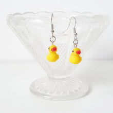 Load image into Gallery viewer, Yellow Rubber Duck Earrings Silver
