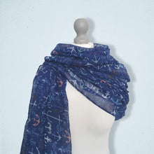Load image into Gallery viewer, Nautical Anchor Scarf - Navy
