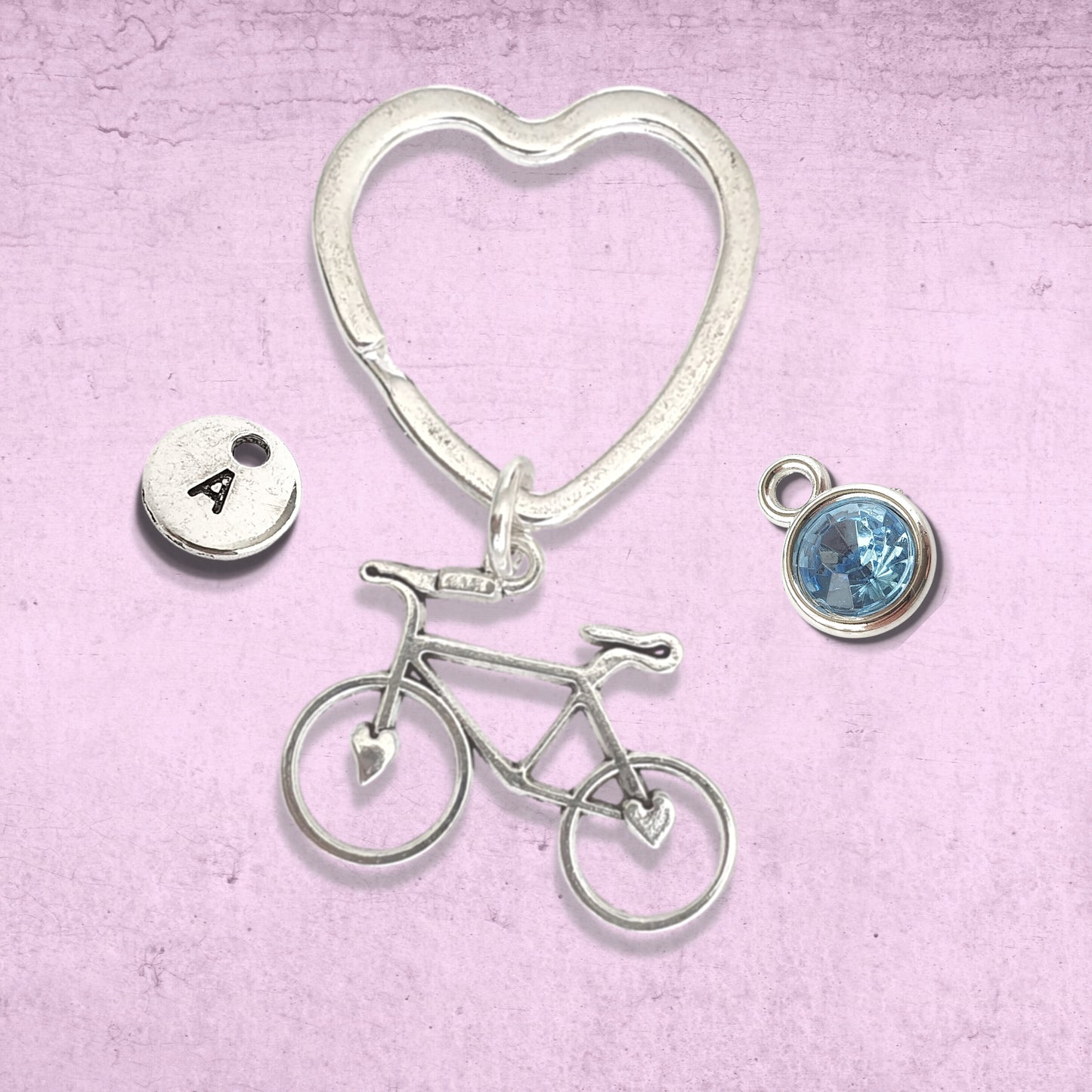 Cyclist Keyring - Silver