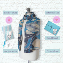 Load image into Gallery viewer, Marbled Print Scarf - Lake Blue
