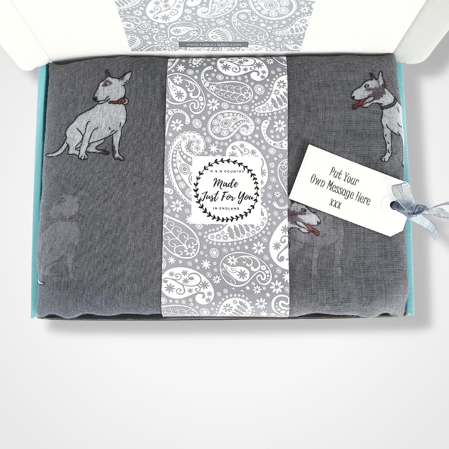 English Bull Terrier Dog Scarf - Grey