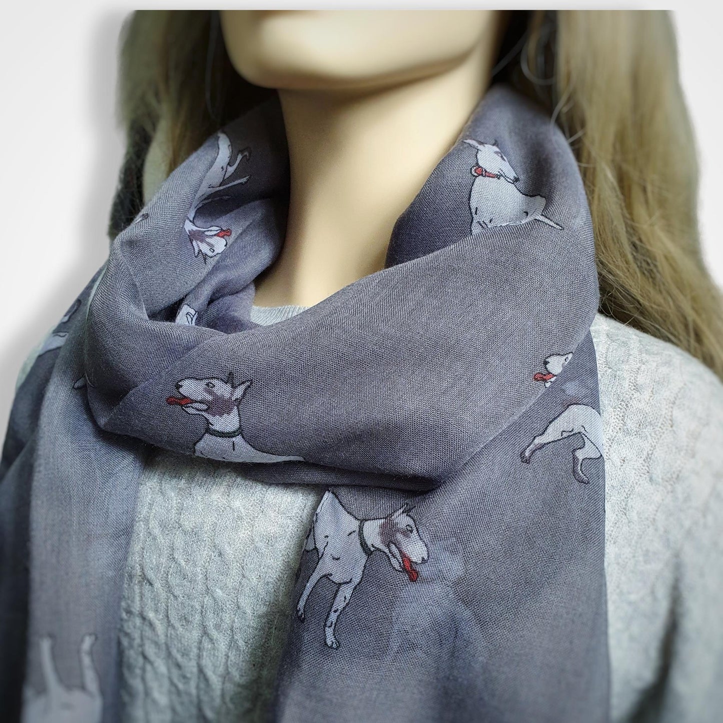 English Bull Terrier Dog Scarf - Grey