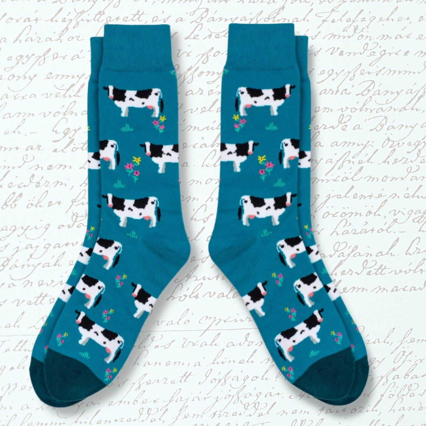 Meadow Cows Socks - Green