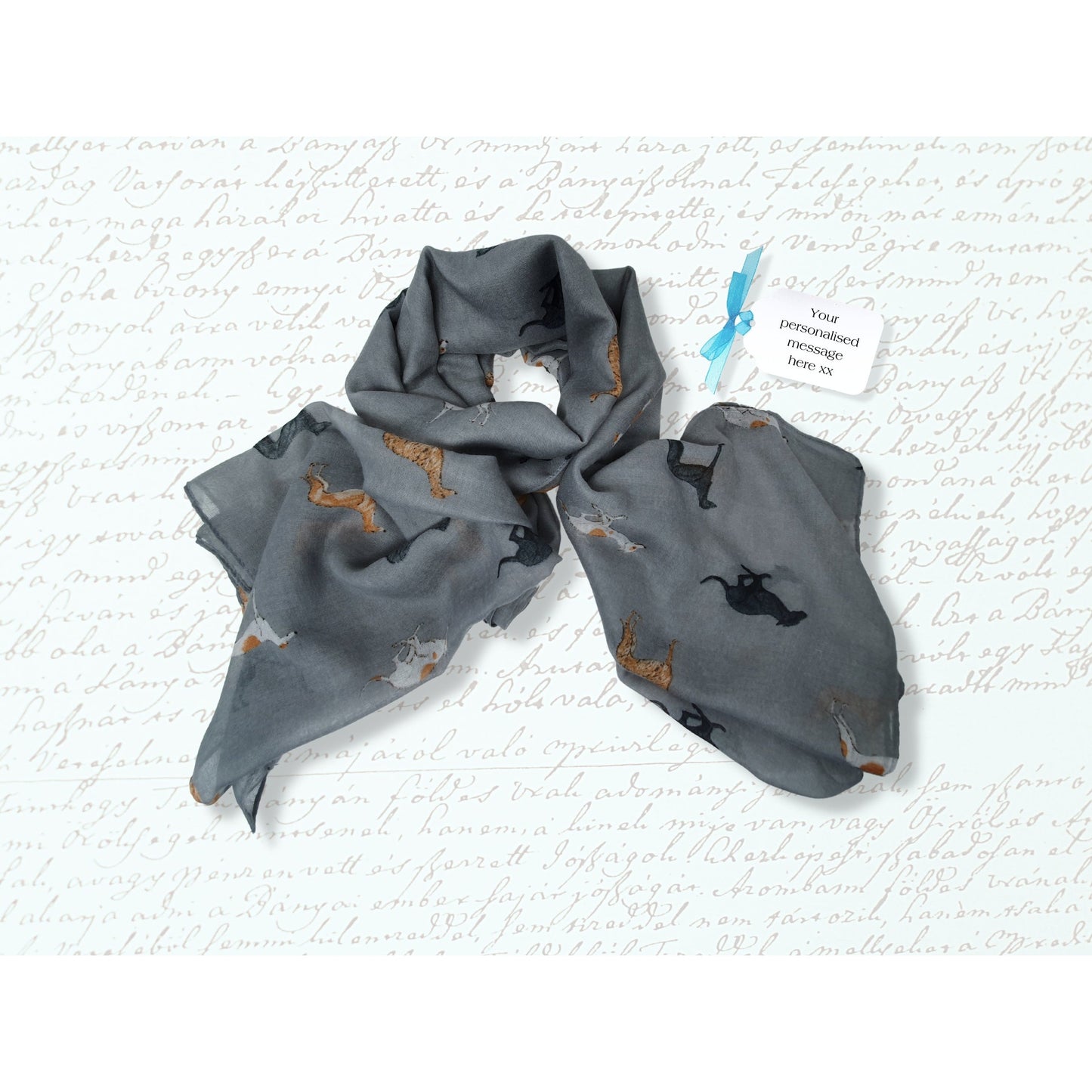 Greyhound Print Scarf - Grey