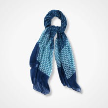 Load image into Gallery viewer, Japanese Wave Scarf - Blue and Turquoise
