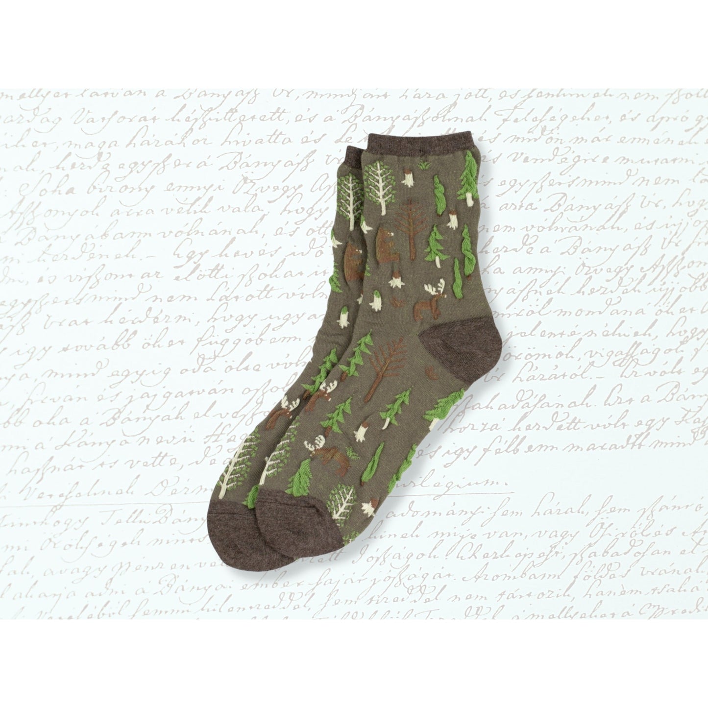 Forest Scene Socks - Green