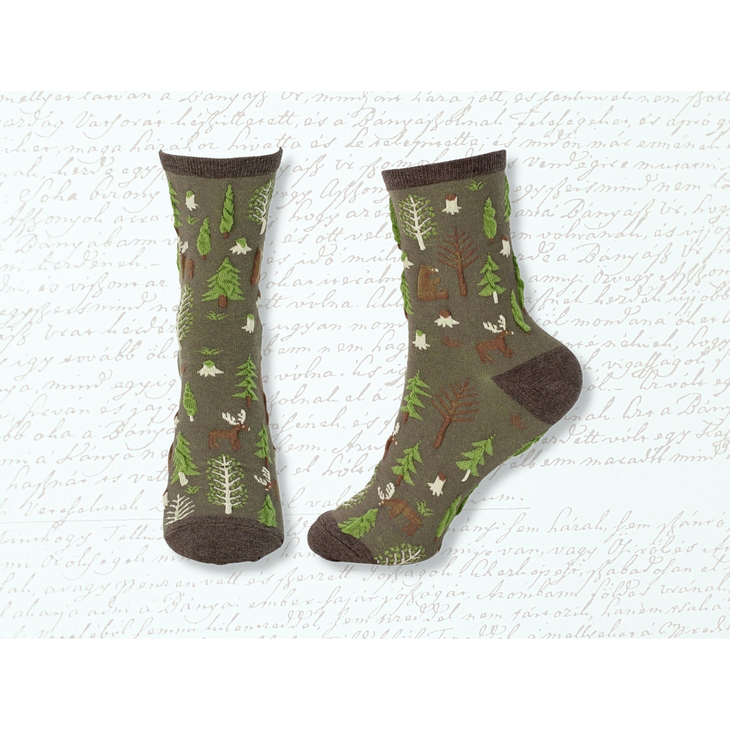 Forest Scene Socks - Green