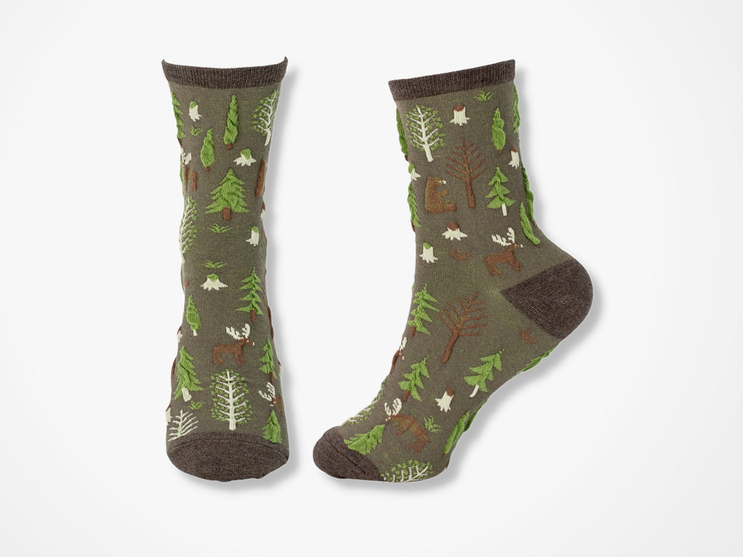 Forest Scene Socks - Green