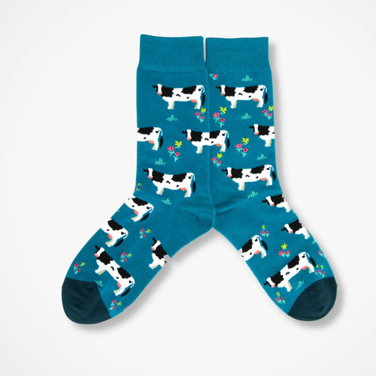 Meadow Cows Socks - Green