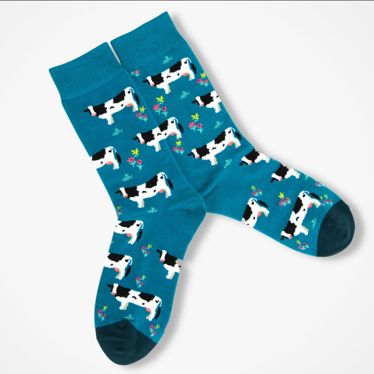 Meadow Cows Socks - Green