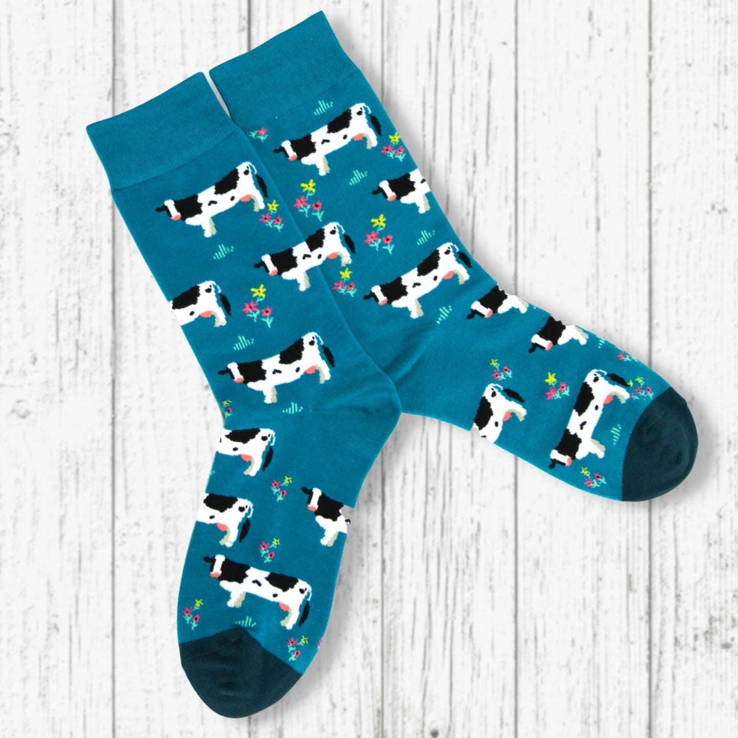 Meadow Cows Socks - Green