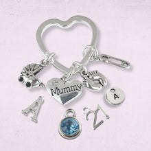 Load image into Gallery viewer, Cute Mummy Charm Keyring - Silver
